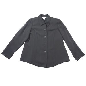 Allison Woods Womens Black Button Front Blazer Jacket Plus Size 16W